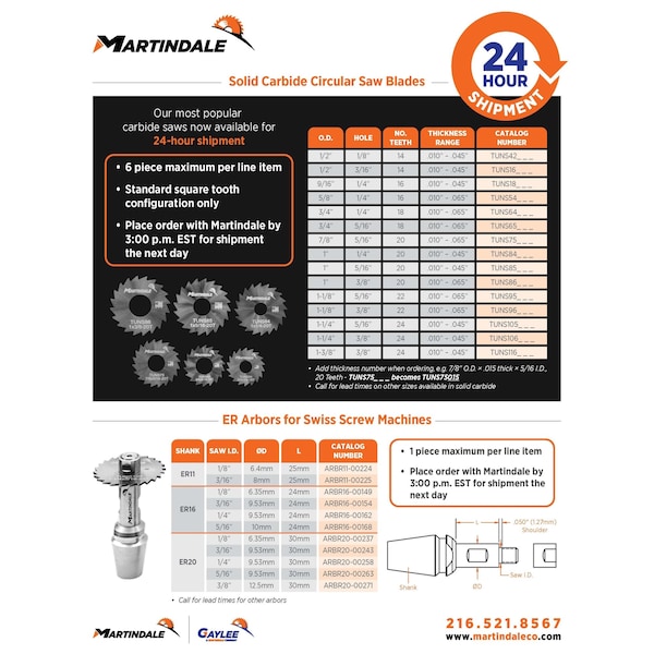 SAW-T/C-MICA, 64-TC, 3/4x.049x1/4 18T